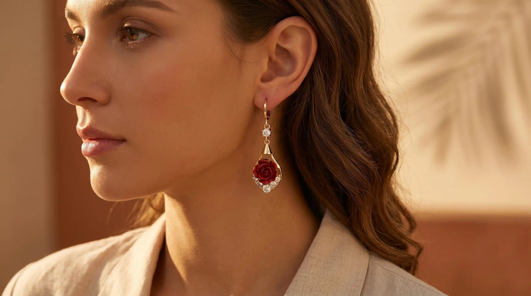 Rose Crystal Tassel Drop Earrings