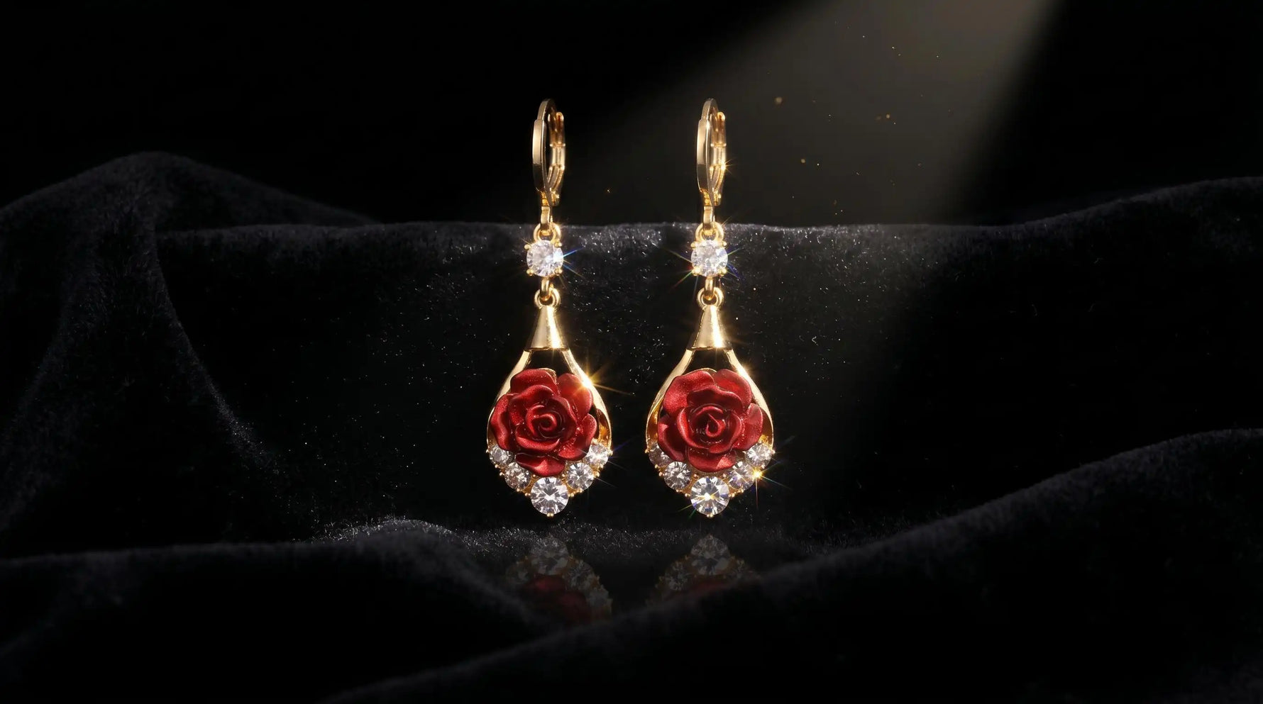 Rose Crystal Tassel Drop Earrings