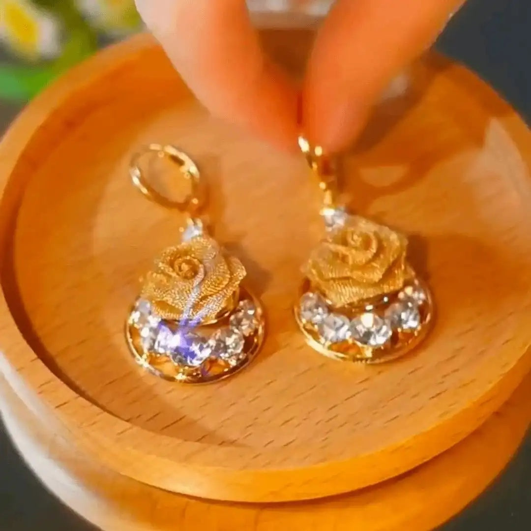 Rose Flower Crystal Earrings