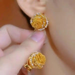 Rose Flower Crystal Floral Earrings