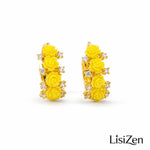 Rose Flower Crystal Hoop Earrings