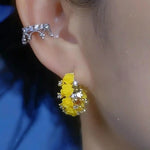 Rose Flower Crystal Hoop Earrings