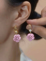Rose Flower Drop Earrings