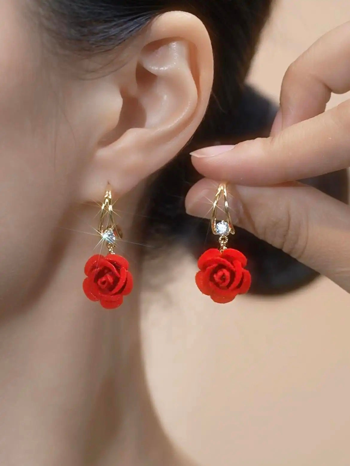 Rose Flower Drop Earrings