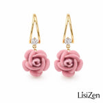 Rose Flower Drop Earrings