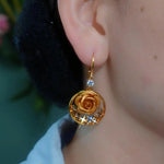 Rose Flower Hoop Earrings