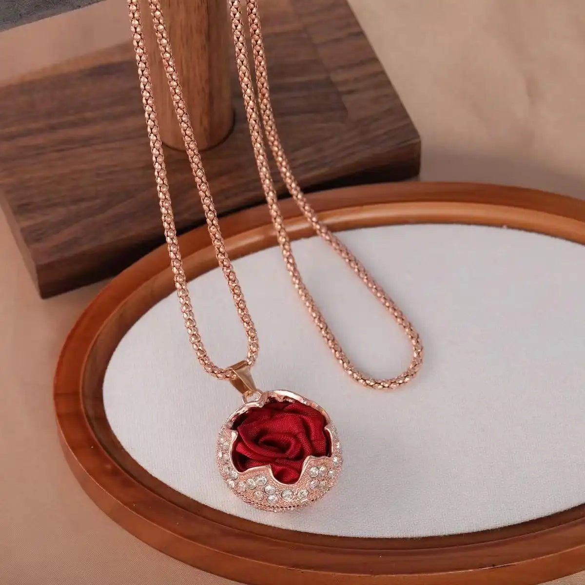 Rose Flower Long Necklace