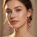 Rose Flower Tassel Drop Earrings