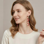 Rose Flower Tassel Drop Earrings