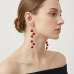Rose Flower Tassel Drop Earrings
