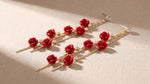 Rose Flower Tassel Drop Earrings