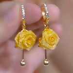 Rose Flower Tassel Vintage French Drop Earrings