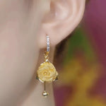 Rose Flower Tassel Vintage French Drop Earrings