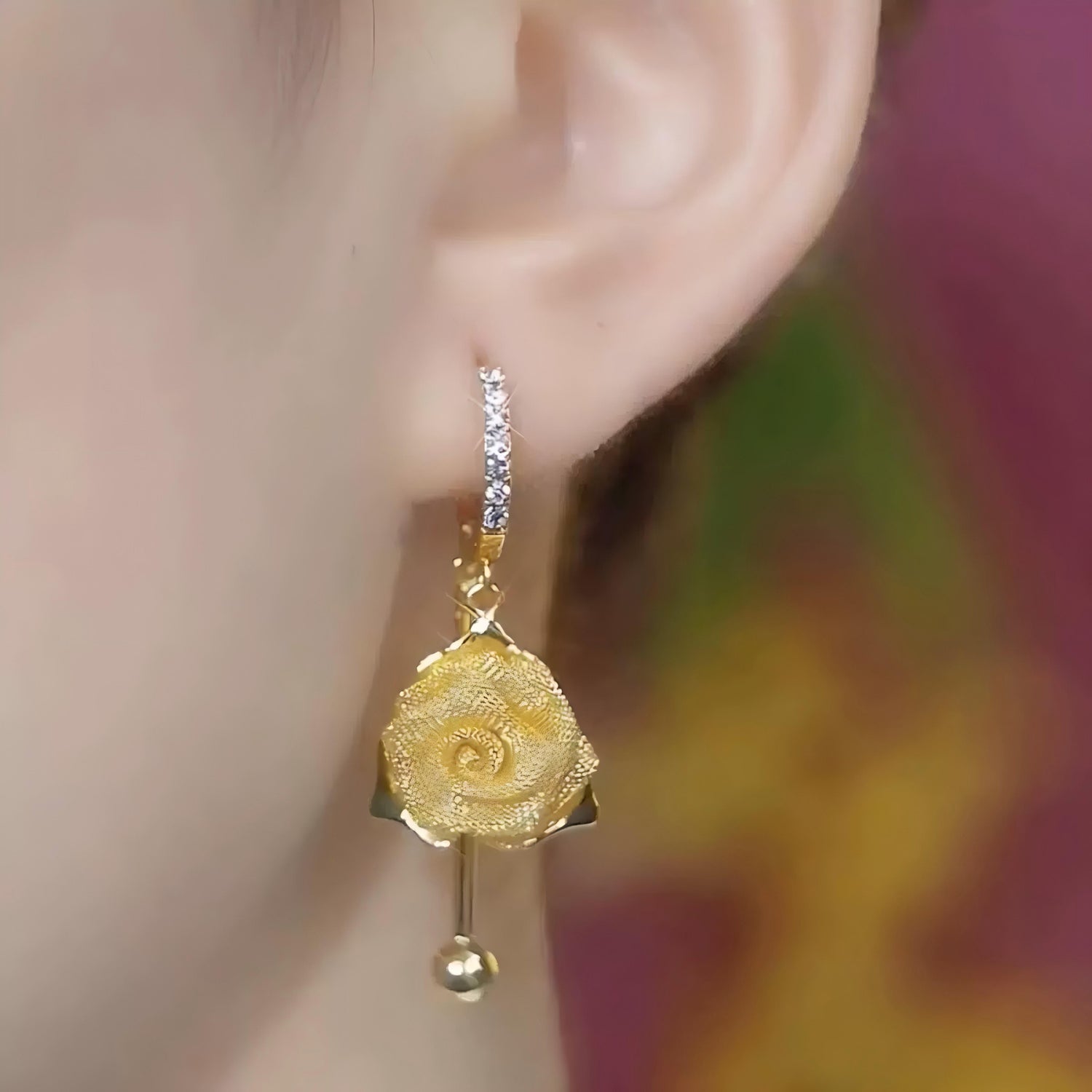 Rose Flower Tassel Vintage French Drop Earrings