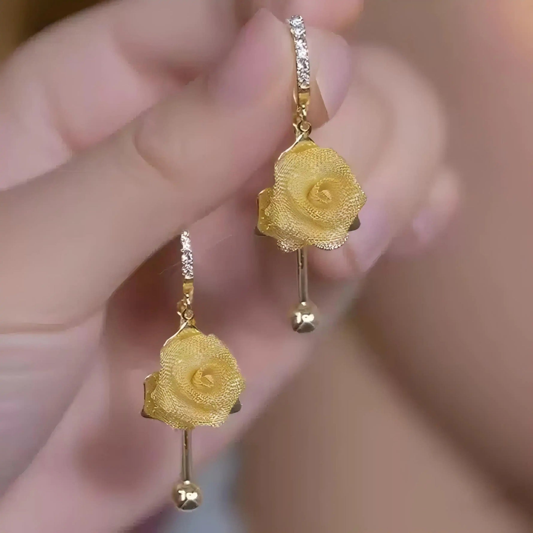 Rose Flower Tassel Vintage French Drop Earrings
