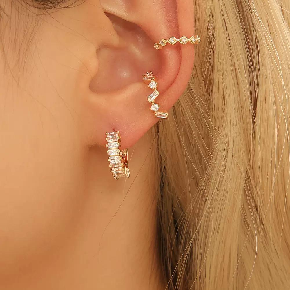Rose Gold Crystal Huggie Earrings