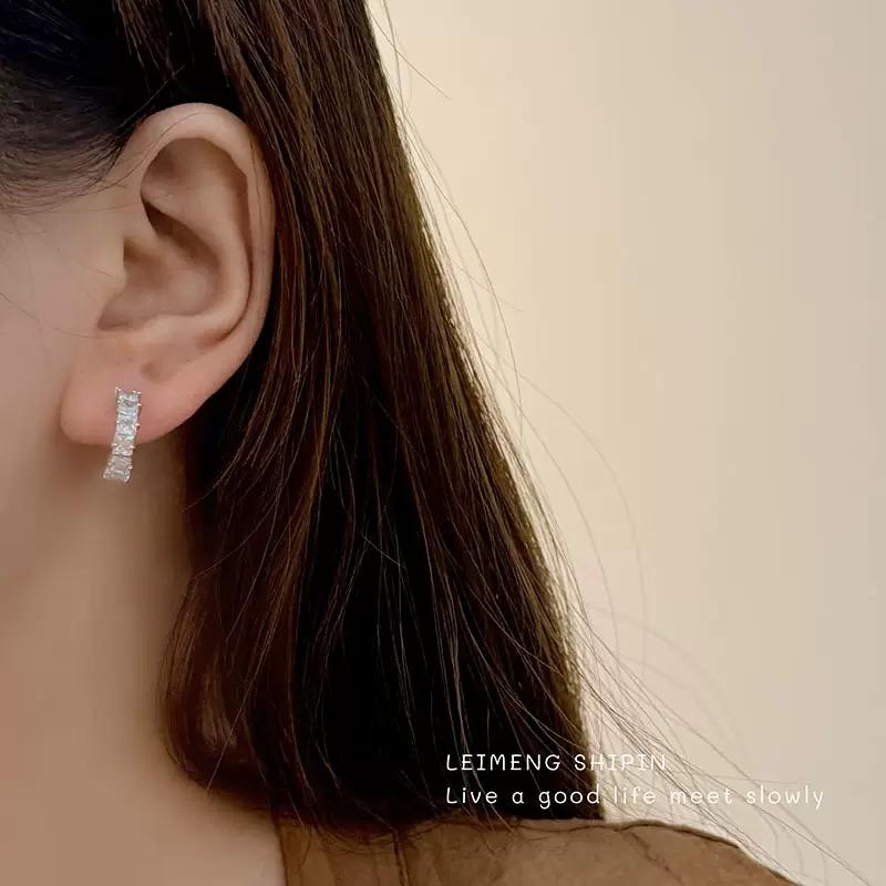 Rose Gold Crystal Huggie Earrings