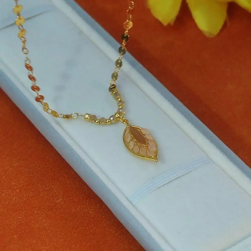 Rose Gold Leaf Pendant Necklace