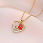 Rose Heart Shaped Crystals Necklace
