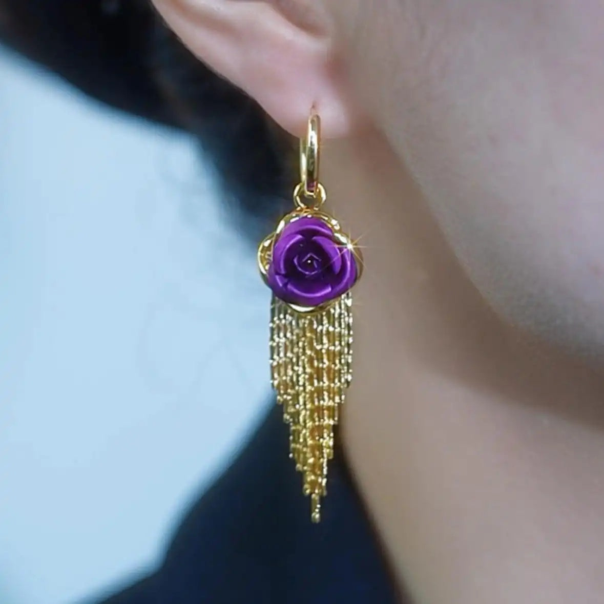 Rose Tassel Drop Earrings