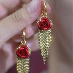 Rose Tassel Drop Earrings