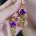 Rose Tassel Drop Earrings