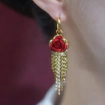Rose Tassel Drop Earrings