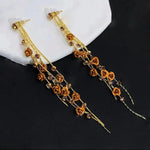 Rose Tassel Long Floral Drop Earrings