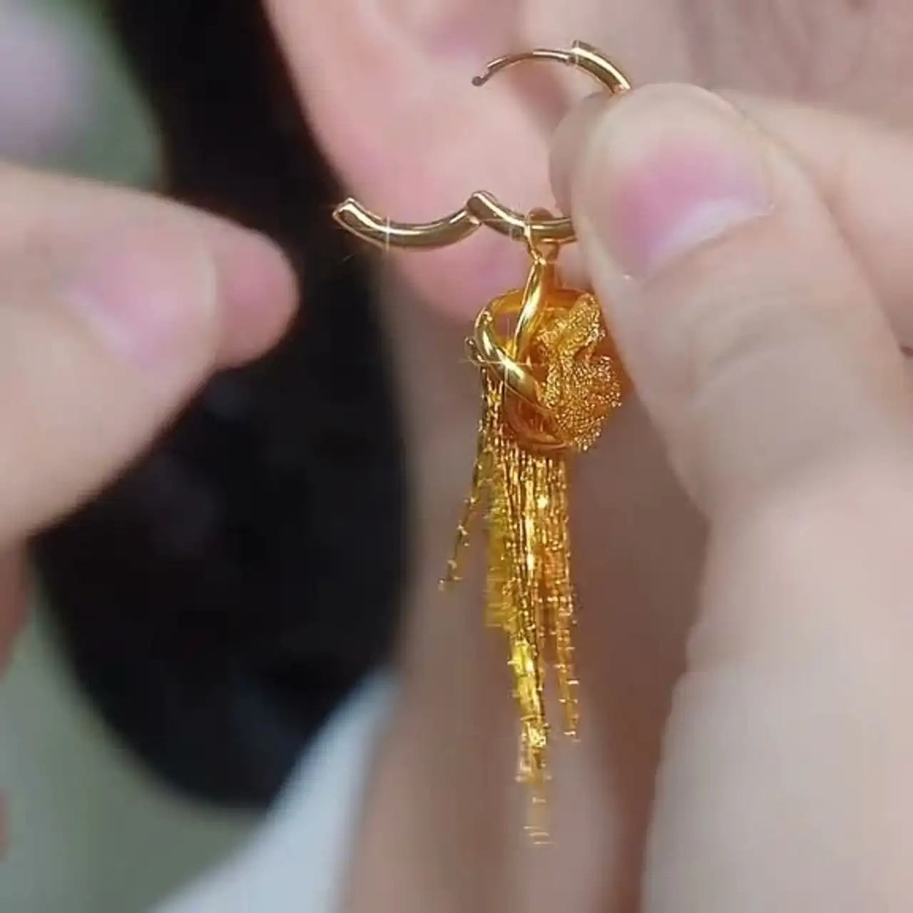 Rose Tassel Long French Floral Drop Earrings