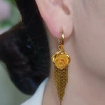 Rose Tassel Long French Floral Drop Earrings