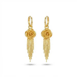 Rose Tassel Long French Floral Drop Earrings