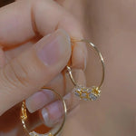 Rotatable Circle Crystals Earrings