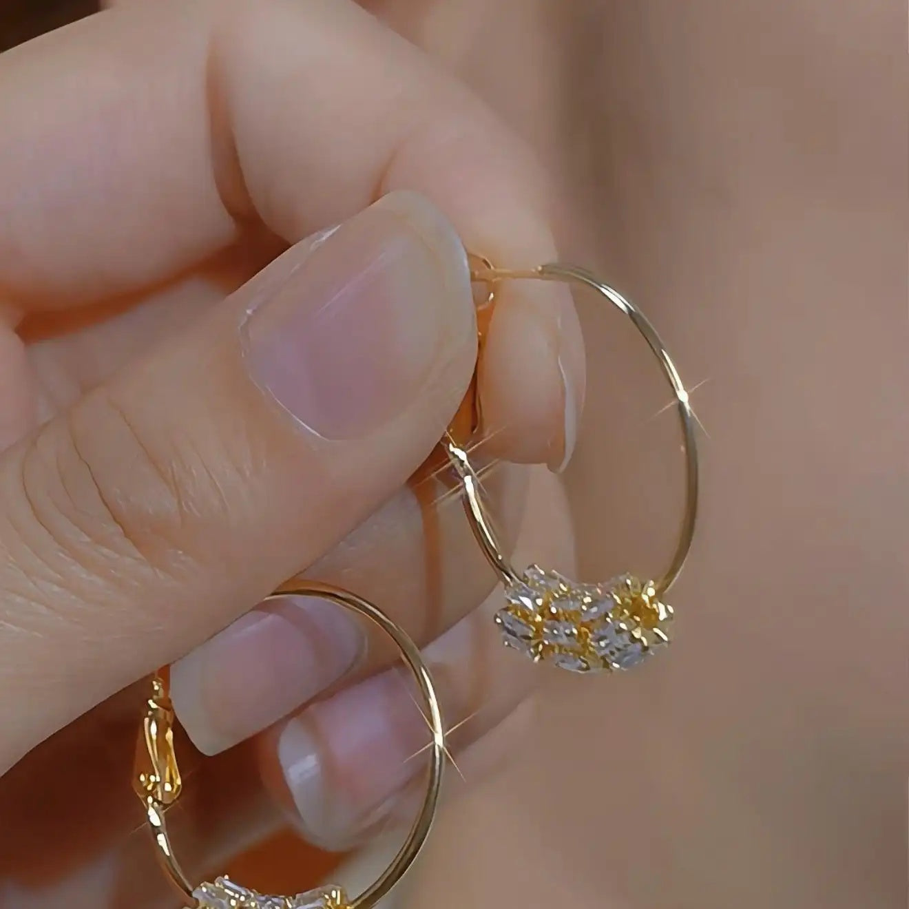 Rotatable Circle Crystals Earrings