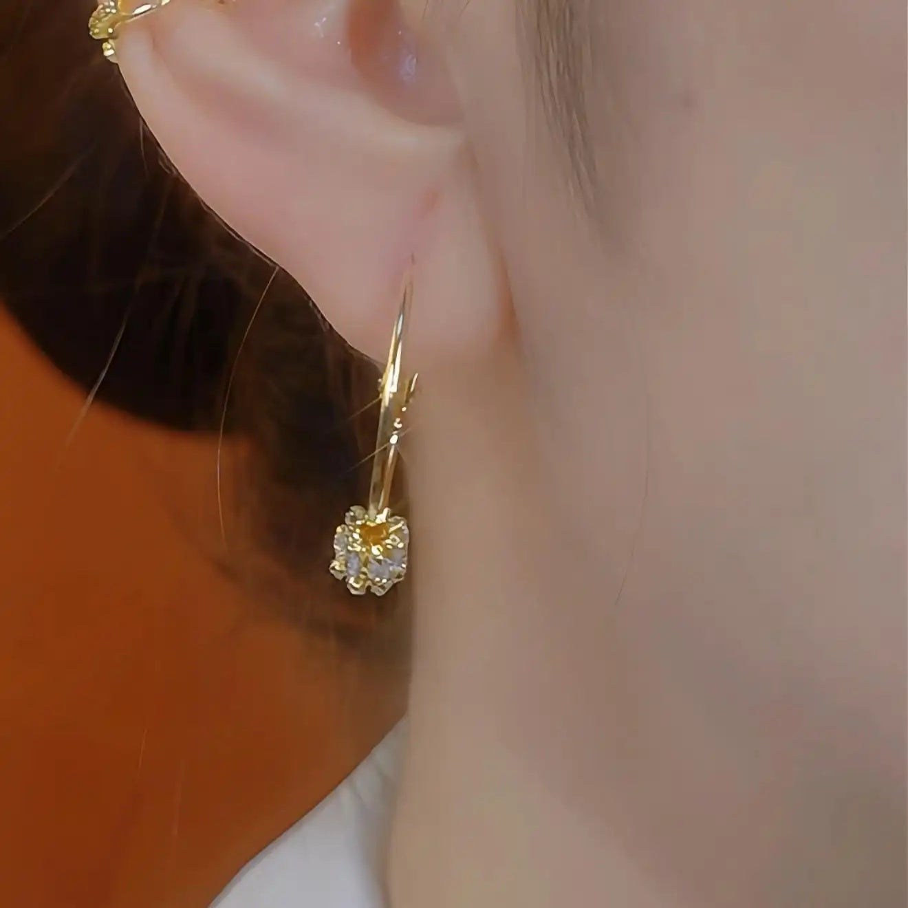 Rotatable Circle Crystals Earrings