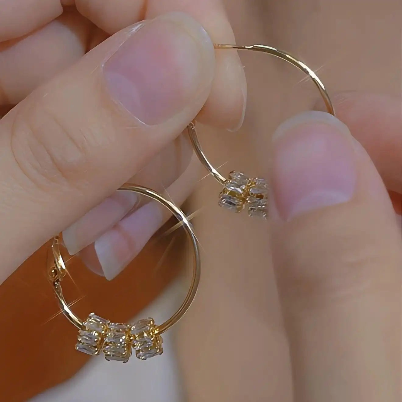 Rotatable Circle Crystals Earrings