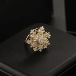 Rotatable Double Layer Crystal Snowflake Ring