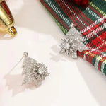 Rotatable Snowflake Crystal Christmas Tree Stud Earrings