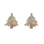 Rotatable Snowflake Crystal Christmas Tree Stud Earrings