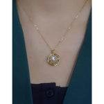 Rotating Bauhinia Crystal Flower Pendant Necklace