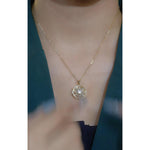 Rotating Bauhinia Crystal Flower Pendant Necklace