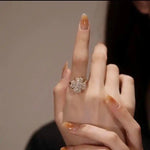 Rotating Petal Open Ring