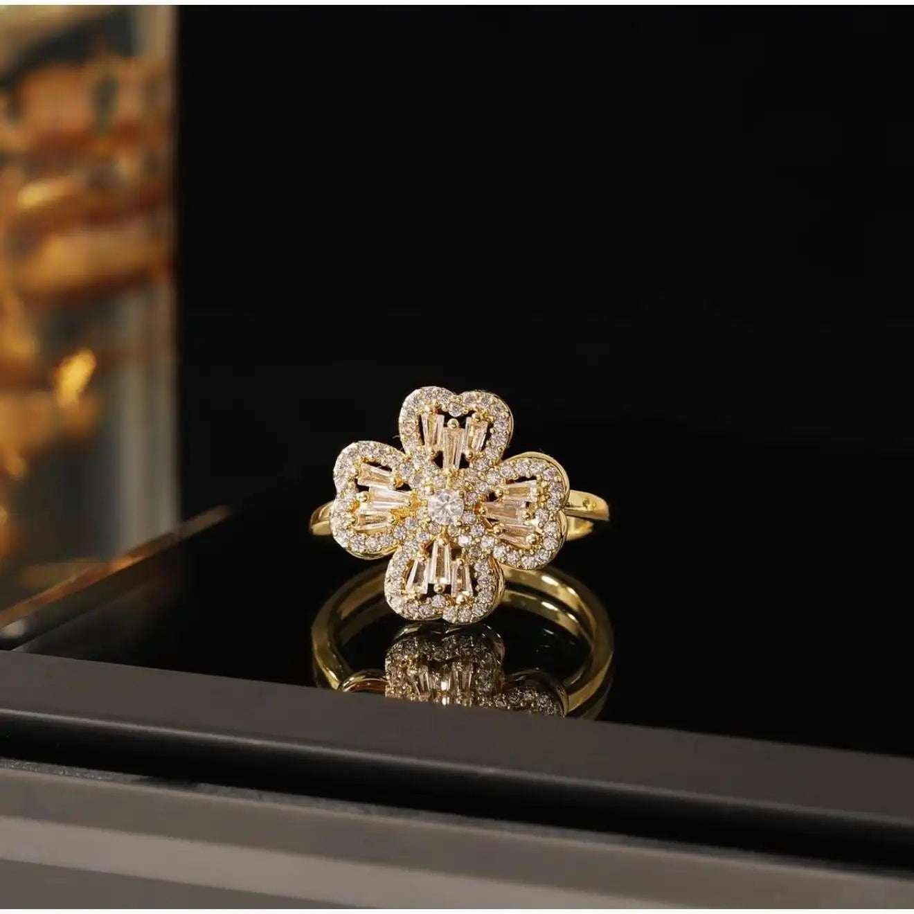 Rotating Petal Open Ring