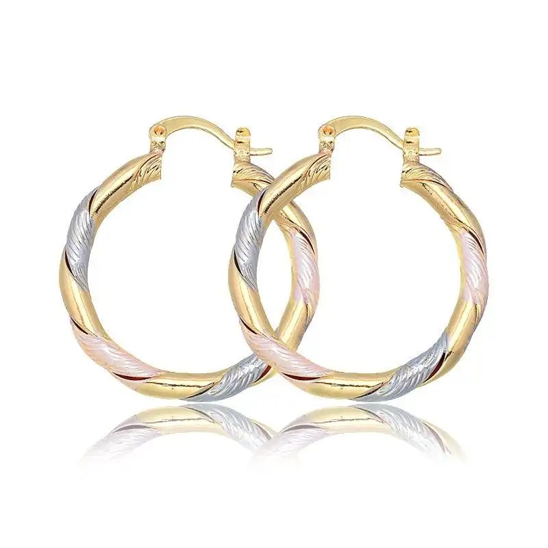 Round Colorful Gold Tone Minimalist Hoop Earrings