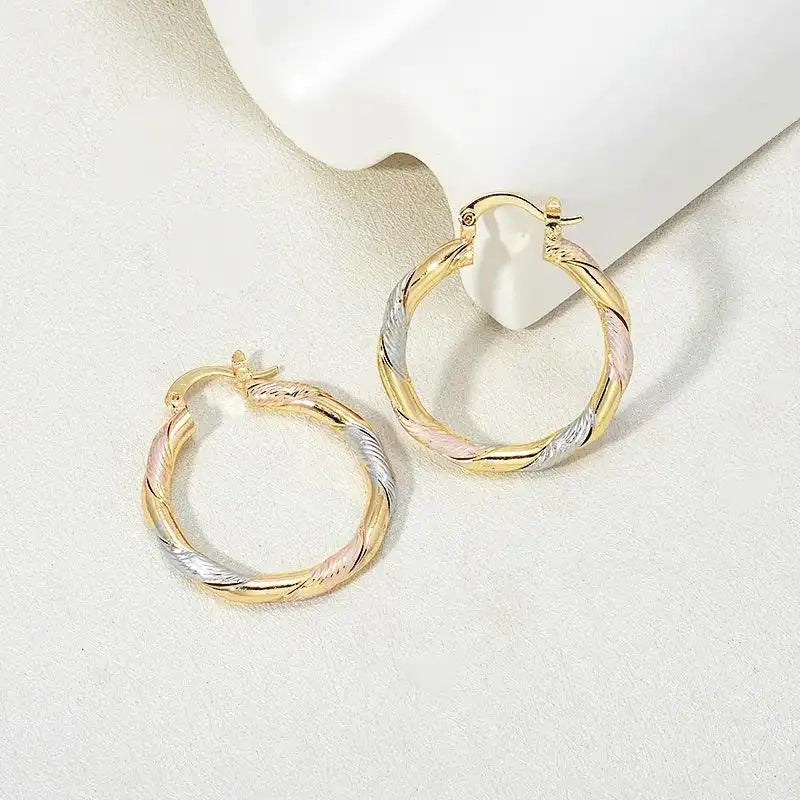 Round Colorful Gold Tone Minimalist Hoop Earrings