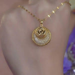 Round Mesh Crystal Pendant Necklace