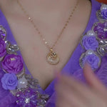 Round Mesh Crystal Pendant Necklace