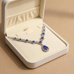 Royal Blue Crystal Teardrop Pendant Necklace