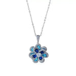 Royal Blue Double-Layer Flower Crystal Earrings