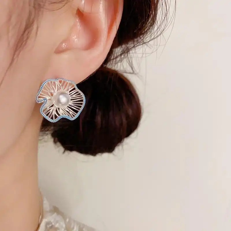 Ruffled Leaf Sophisticated Stud Earrings