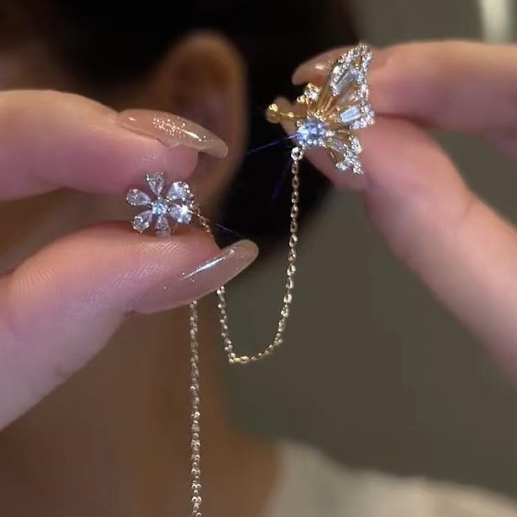 Same Butterfly Flower Ear Line Ear Cuffs